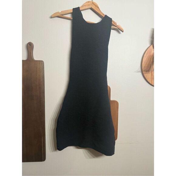 Abercrombie & Fitch Black Elevate Ribbed Cross Back Knit Mini Dress XS Tall - Picture 1 of 6